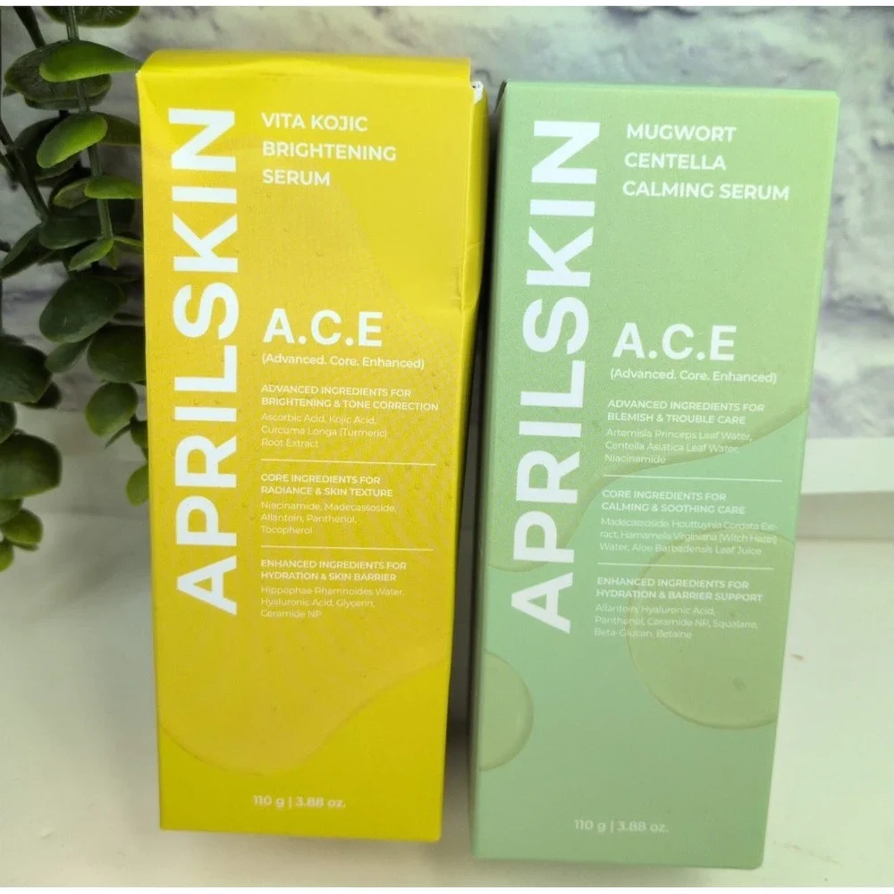 NIB LOT 2🥰APRILSKIN A.C.E Mugwort Centella Calming Vita Kojic Brightening Serum